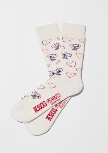 BeSnoopy Heart Off White - Meias 100% Algodão Biológico